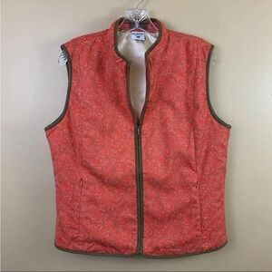 Columbia Vest Womens Large Coral Paisley Print Satin Lined Zip Outdoor Ladies